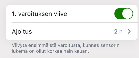 1.varoituksen viive